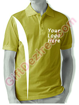 Designer Lime Green and White Color Polo Logo T Shirt